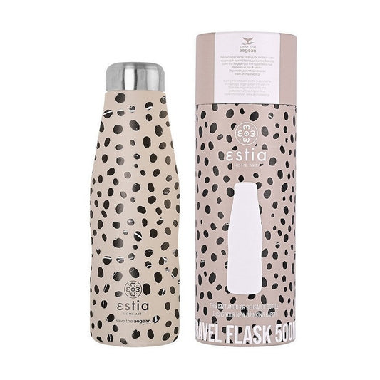 Estia - Θερμός Travel Flask Save The Aegean 500ml - Leopard Taupe