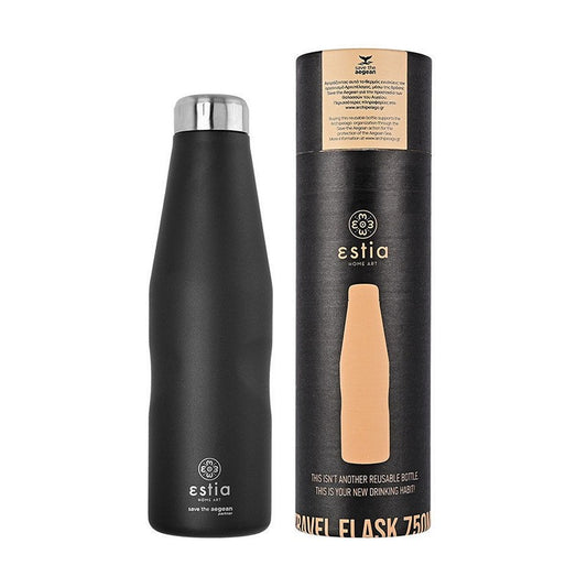 Estia - Θερμός Travel Flask Save The Aegean 750ml - Midnight Black