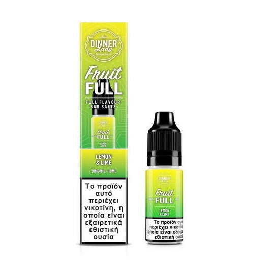 Dinner Lady Fruit Full Bar Salts - Lemon & Lime 10ml - 20mg