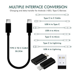 Καλώδιο Γρήγορης Φόρτισης 60W/Δεδομένων 28cm Micro USB - Type C - Lightning