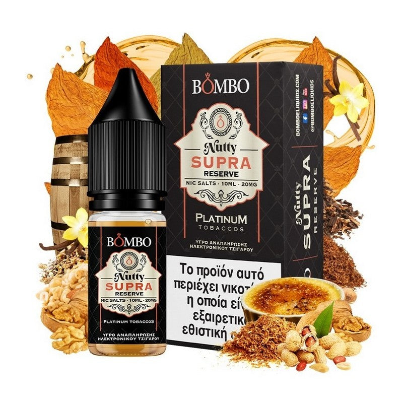 Bombo Platinum Tobaccos Nic Salts - Nutty Supra Reserve 10ml - 20mg