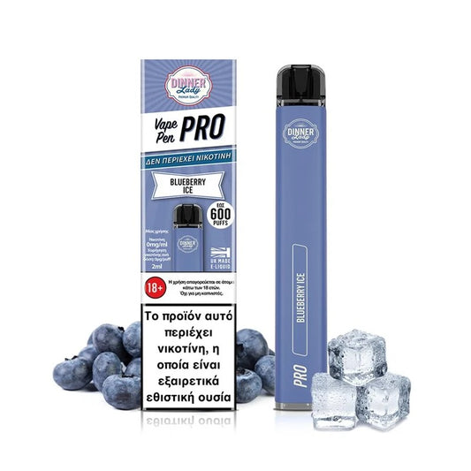 Dinner Lady - Vape Pen Pro 2ml Disposable Kit 0mg - Blueberry Ice