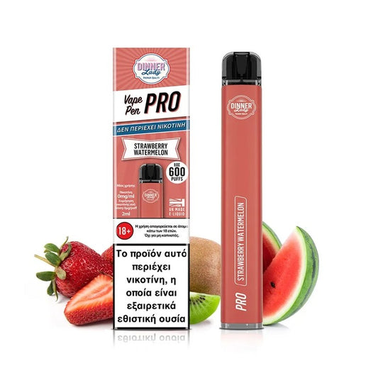 Dinner Lady - Vape Pen Pro 2ml Disposable Kit 0mg - Strawberry Watermelon