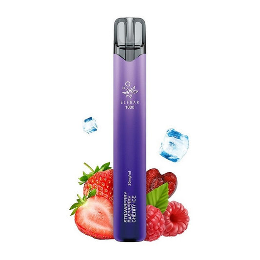 Elf Bar 1000 - 2ml 1000 Puffs Disposable Kit 20mg - Strawberry Raspberry Cherry Ice