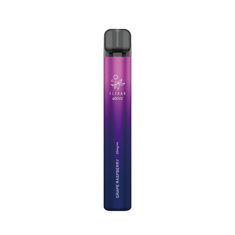Elf Bar 600 V2 - 2ml 600 Puffs Disposable Kit 20mg - Grape Raspberry