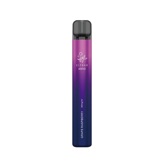 Elf Bar 600 V2 - 2ml 600 Puffs Disposable Kit 20mg - Grape Raspberry