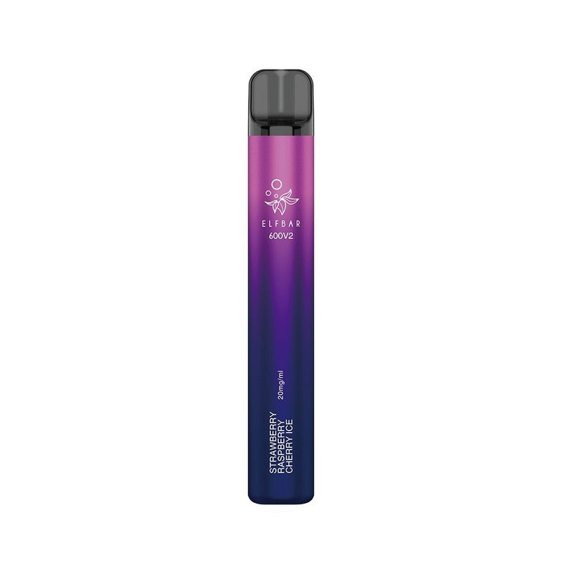 Elf Bar 600 V2 - 2ml 600 Puffs Disposable Kit 20mg - Strawberry Raspberry Cherry