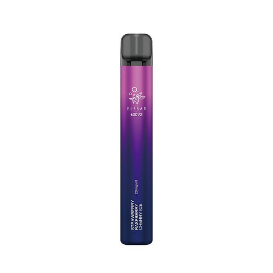 Elf Bar 600 V2 - 2ml 600 Puffs Disposable Kit 20mg - Strawberry Raspberry Cherry