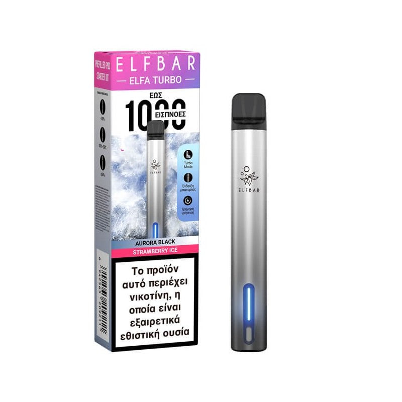 Elf Bar ELFA Turbo Pod Kit 2ml 500mAh Aurora Black 2ml 20mg - Strawberry Ice