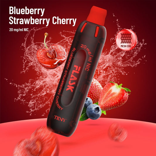 Flask Tiiny 2ml 600 Puffs Disposable Kit 20mg - Blueberry Strawberry Cherry