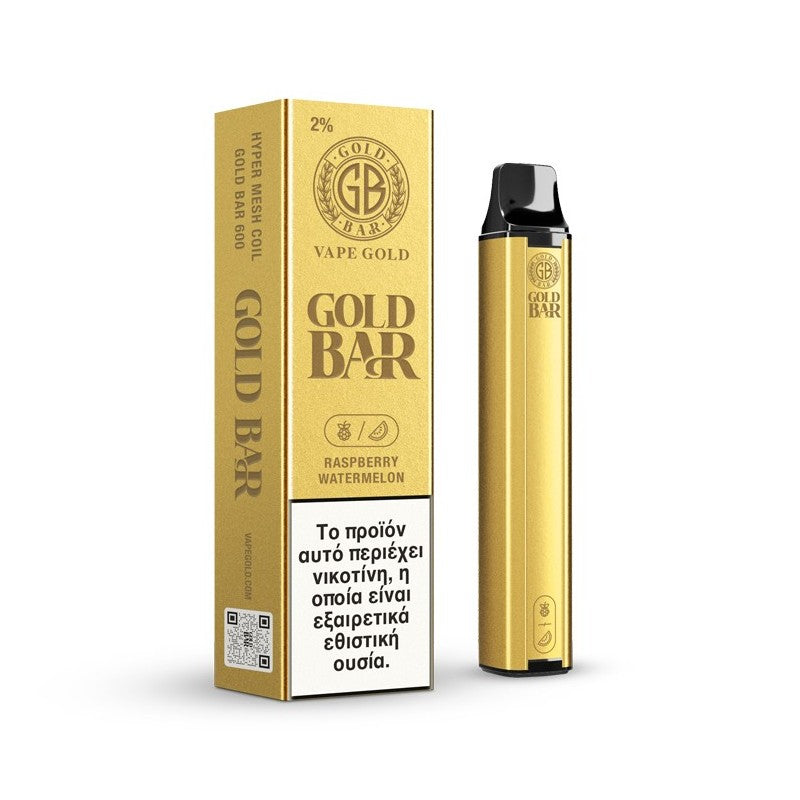 Gold Bar - 2ml 600 Puffs Disposable Kit 20mg - Raspberry Watermelon