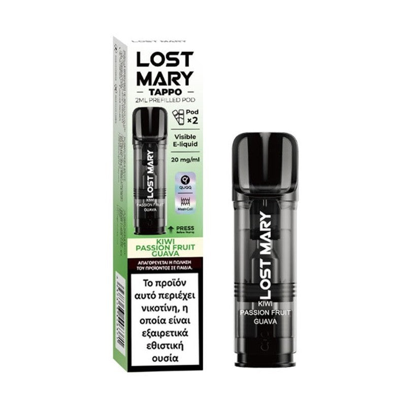Lost Mary Tappo Pod Προγεμισμένη Κάψουλα 2ml 20mg - Kiwi Passion Fruit Guava - 2 Τεμάχια