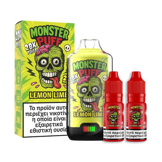 Monster Puff 28K 2ml + 2x10ml Disposable Kit 20mg - Lemon Lime