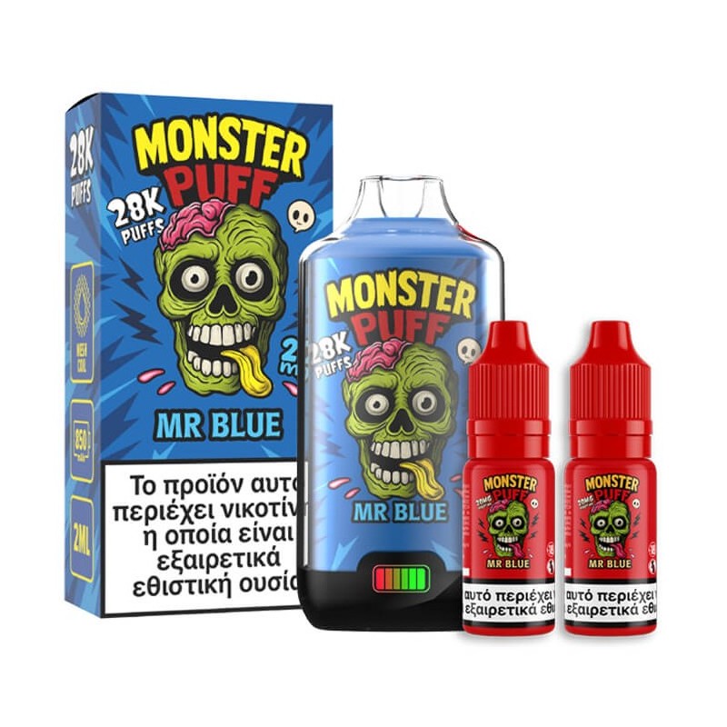 Monster Puff 28K 2ml + 2x10ml Disposable Kit 20mg - Mr Blue