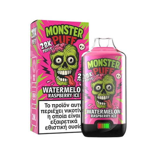 Monster Puff 28K 2ml + 2x10ml Disposable Kit 20mg - Watermelon Raspberry Ice