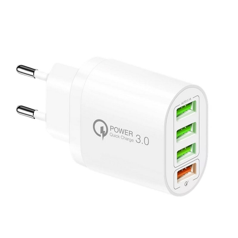 Power Quick Charge 3.0 3.1A 5V Φορτιστής Τοίχου USB Με 4 Θύρες BK385 (White)